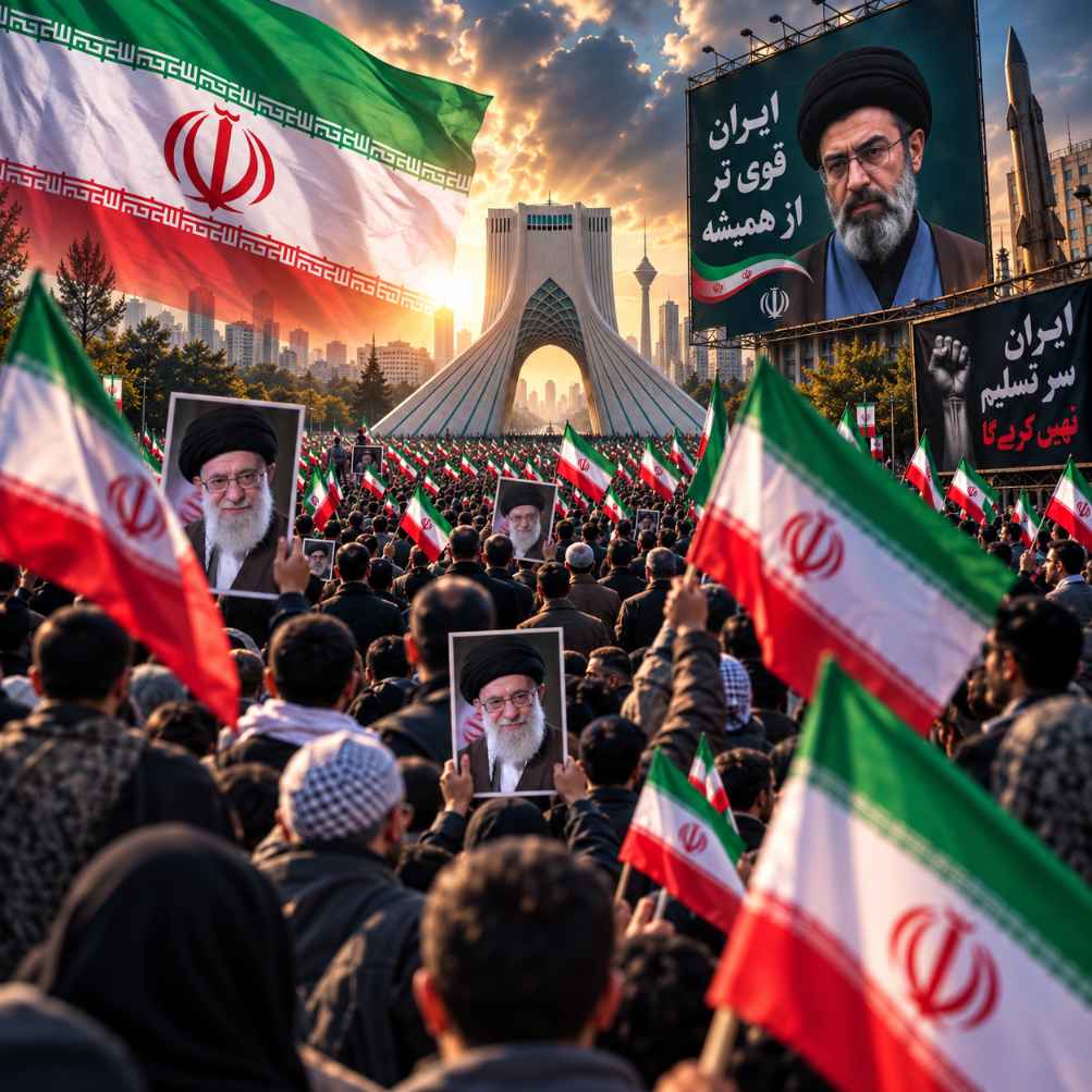 ایران میں جنگ کے بعد سب سے بڑی ریلی، لاکھوں افراد سڑکوں پر